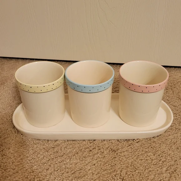 Rae Dunn Ceramic Cutlery Container Set - Picture 2 of 9